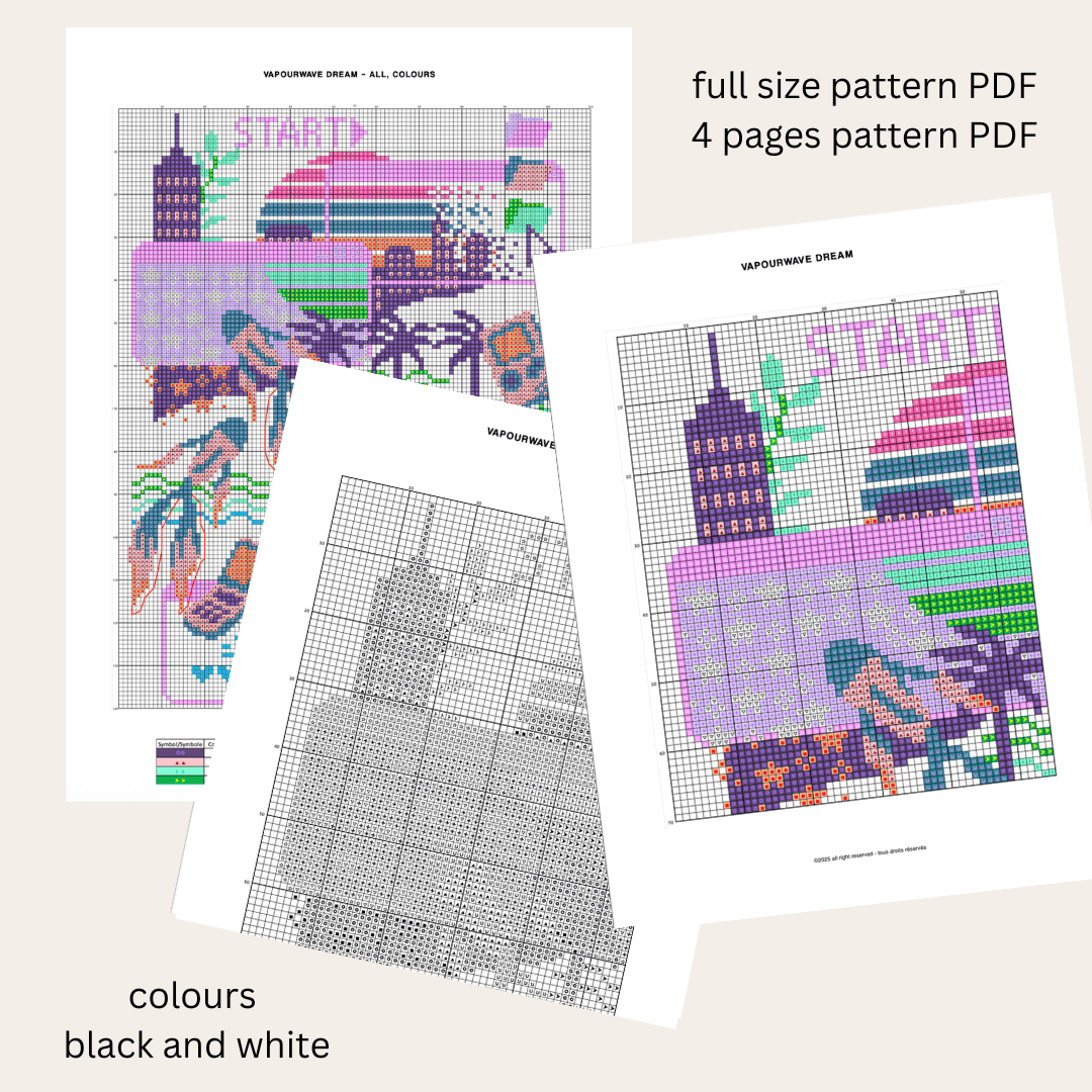 Vapourwave Dream - Cross Stitch Pattern - PDF