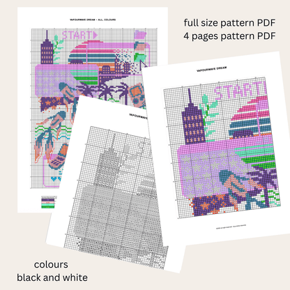 Vapourwave Dream - Cross Stitch Pattern - PDF