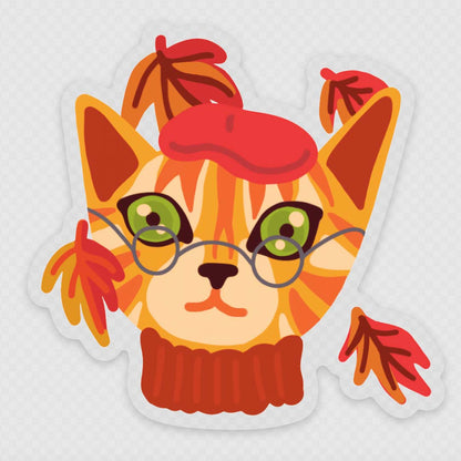 Artsy Autumn Cat Sticker