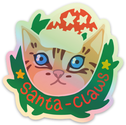 Santa-Claws Christmas Holographic Sticker