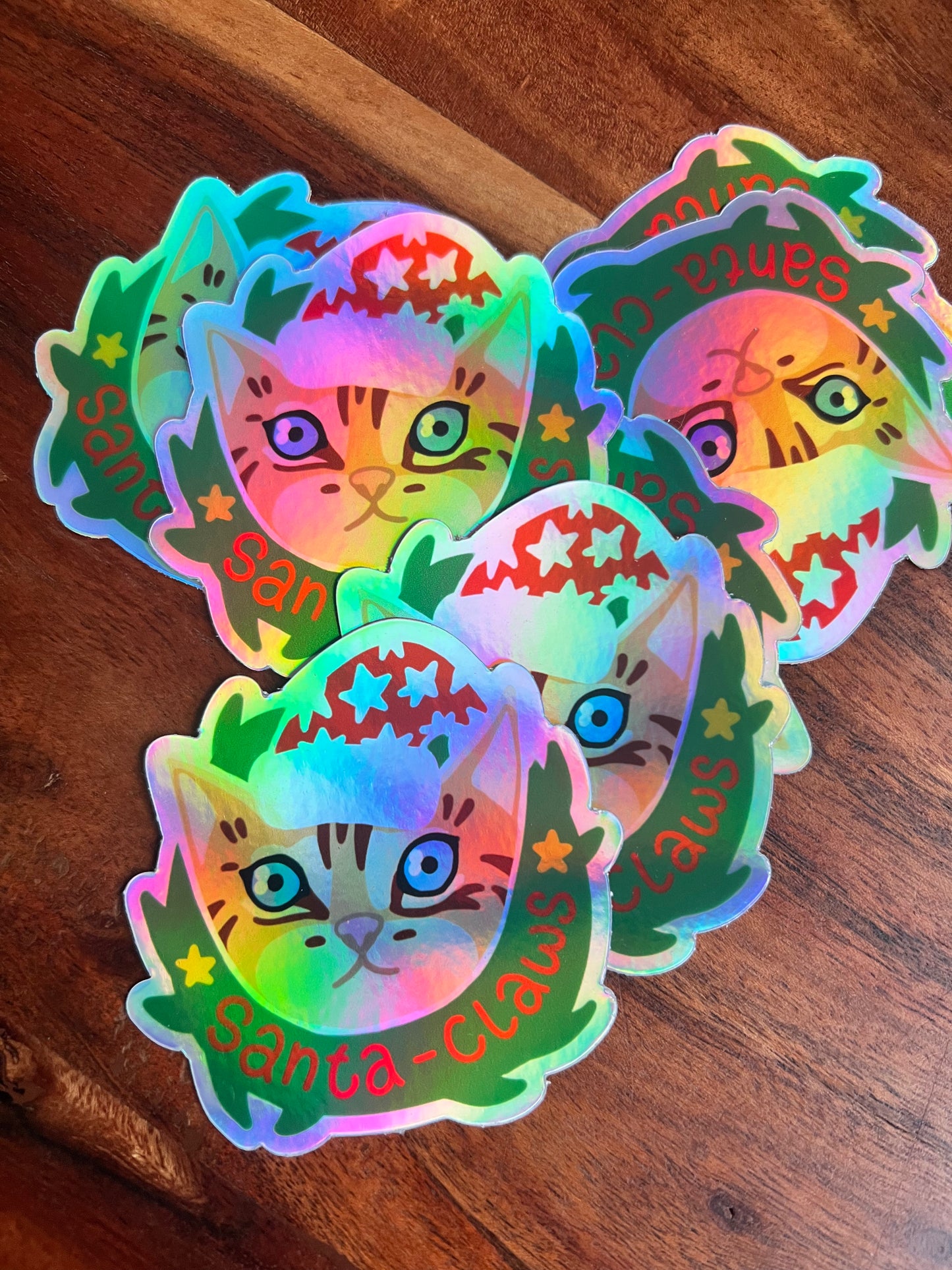 Santa-Claws Christmas Holographic Sticker