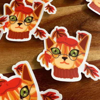 Artsy Autumn Cat Sticker