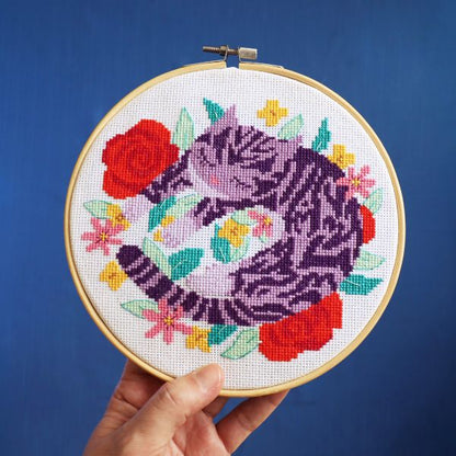 Sleepy Cat - Cross Stitch Pattern - PDF