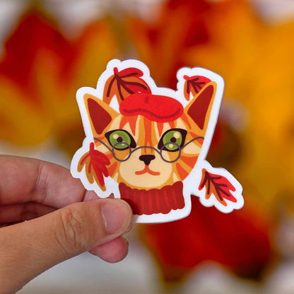 Artsy Autumn Cat Sticker